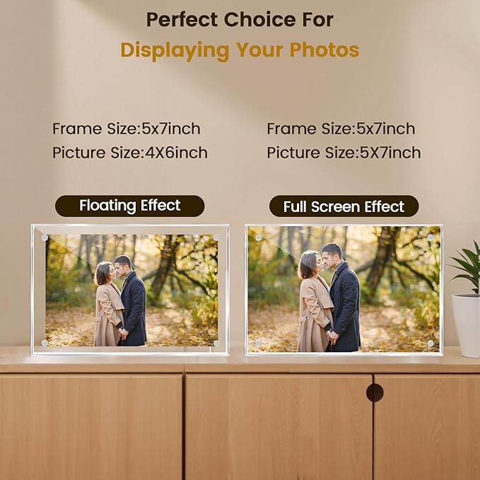 JOHOUSE 5 Pack 5 x 7 Acrylic Picture Frames, Double Sided Magnetic Photo Frames - Image 9