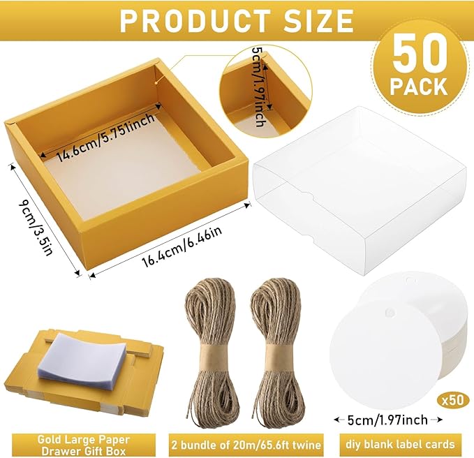 Roowest 50 Sets Kraft Soap Boxes Rectangle Packaging Box - Image 2