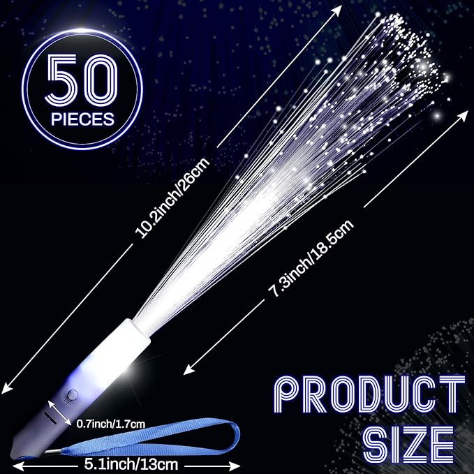 100 Pcs White Fiber Optic Wands Bulk Wedding Sparklers Party Favors LED Light - Image 2