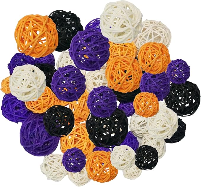 Halloween vase filler decor-36Pack&Halloween Thanksgiving Day Rattan Balls by QHZHANG