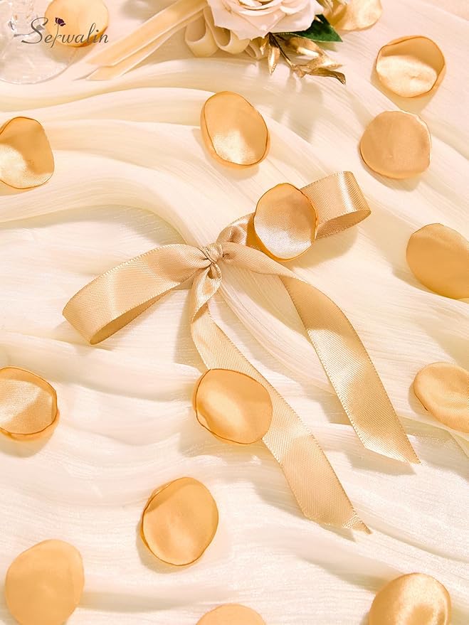 Serwalin 300Pcs Silk Rose Petals Fake Flower Petals Champagne Gold Artificial - Image 4