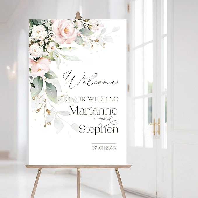 Personalized Wedding Welcome Sign, Flowers Wedding Welcome Sign, Wedding - Image 4