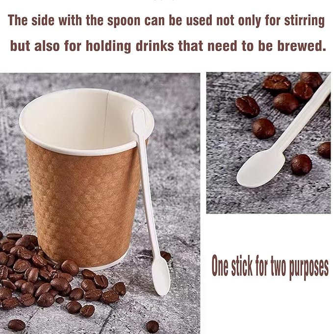 Coffee Spoon 500 PCS Disposable Tiny Coffee Tea Spoon White Plastic Stir - Image 6
