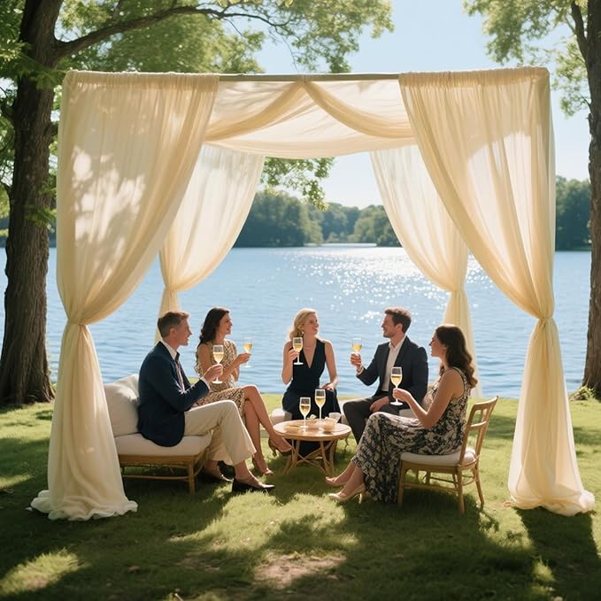 VOK Wedding Arch Draping Fabric Chiffon Fabric, 29in x 18Ft 2 Panels Sheer - Image 3