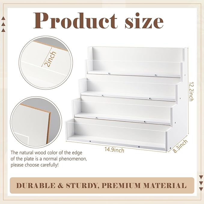 4 Tier Greeting Card Display Stand White Bamboo and Acrylic Sticker Display - Image 2