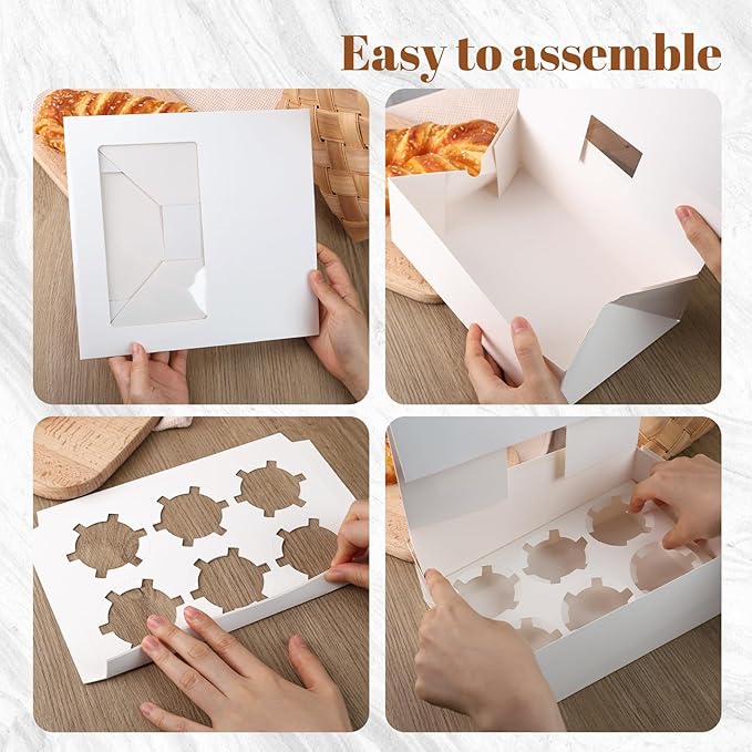 HANSGO 6 Count Cupcake Boxes, Party Supplies 9.5x6.3x3.5 Inch - Image 6