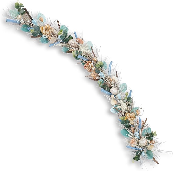 5' Coastal Shell Garland – Handcrafted Holiday Tree Wall Decor by HolidayTree