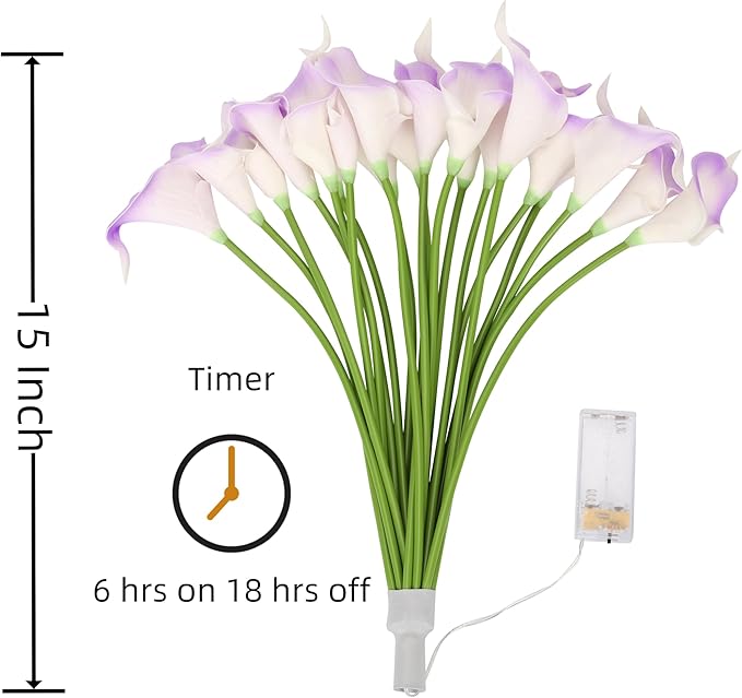 20pcs Artificial Calla Lily Bouquet Lamp Faux Floarl Night Light Real Touch - Image 6