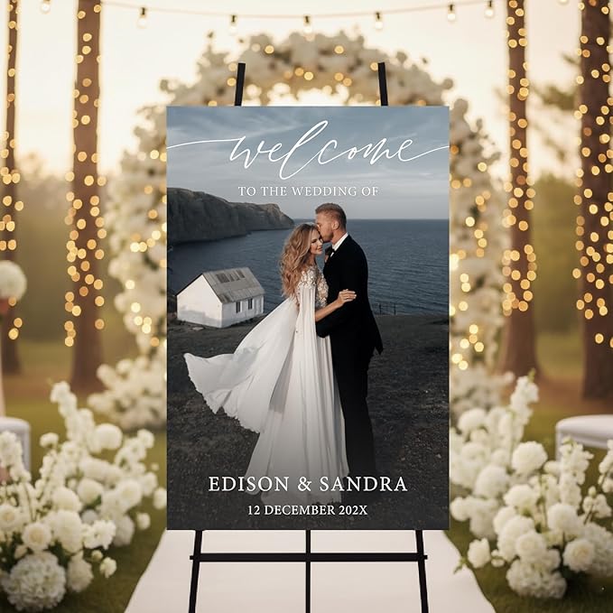 Personalized Wedding Photo Acrylic Welcome Sign – Custom Picture Board by Unknown