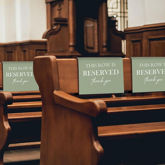 Reserved Seating Chair Signs, This Row Is Reserved Pew Cloths Seating - Image 3