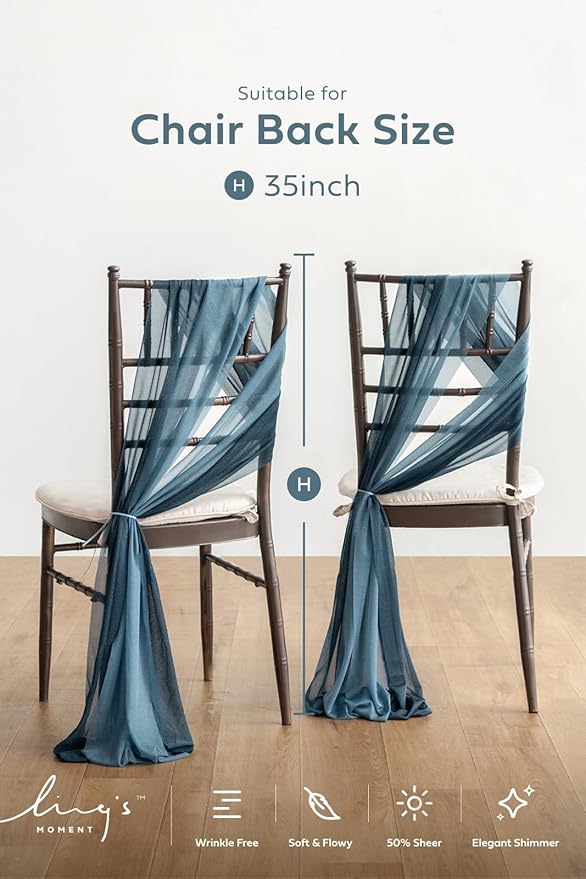 Ling's moment Wedding Chair Sashes Cover Aisle Decorations Draping Fabric - Image 3
