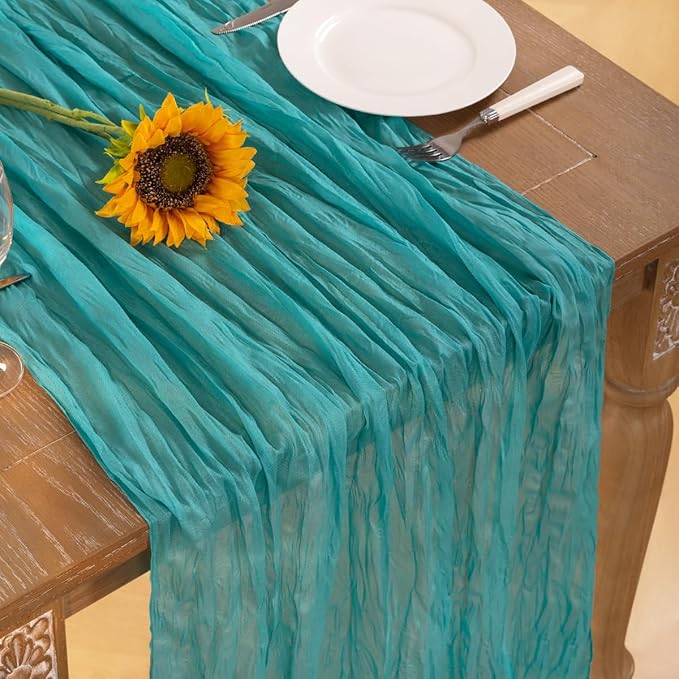 Teal Green Cheesecloth Table Runner 6 Pack Fall Table Runners Boho Gauze 120 - Image 5