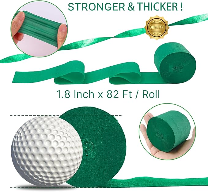 PartyWoo Dark Green Crepe Paper Streamers 4pcs 328ft Pack of Emerald Forest - Image 6