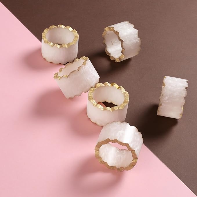Rustic Epoxy Resin Napkin Rings Set of 6 - Image 3