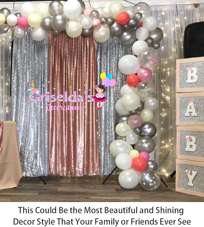 ShiDianYi Blush Curtain Backdrop 4FTx6FT Sequin Photo Backdrops Sparkle Curtains - Image 2