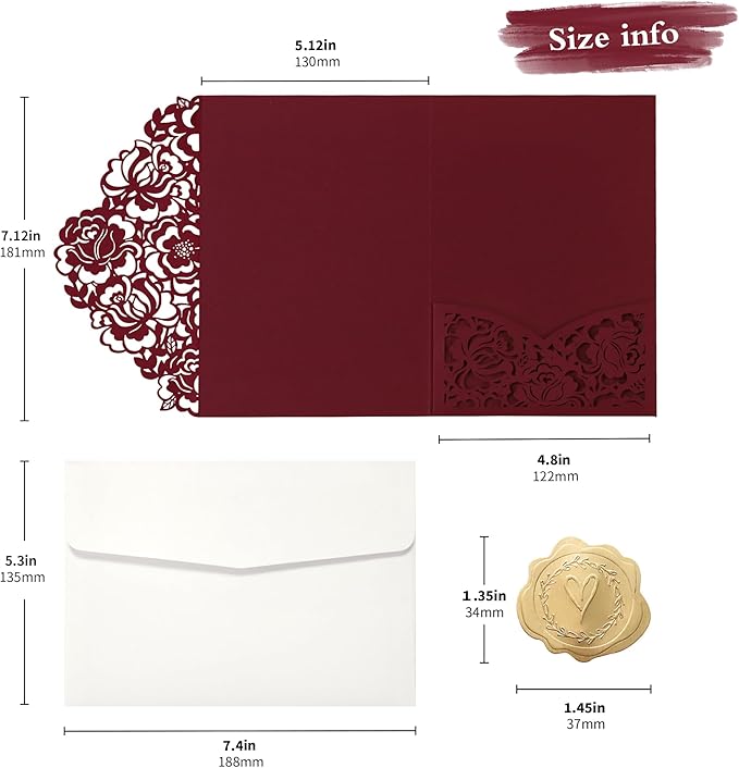 DORIS HOME 50pcs Laser Cut Wedding Invitation Pockets - Image 2