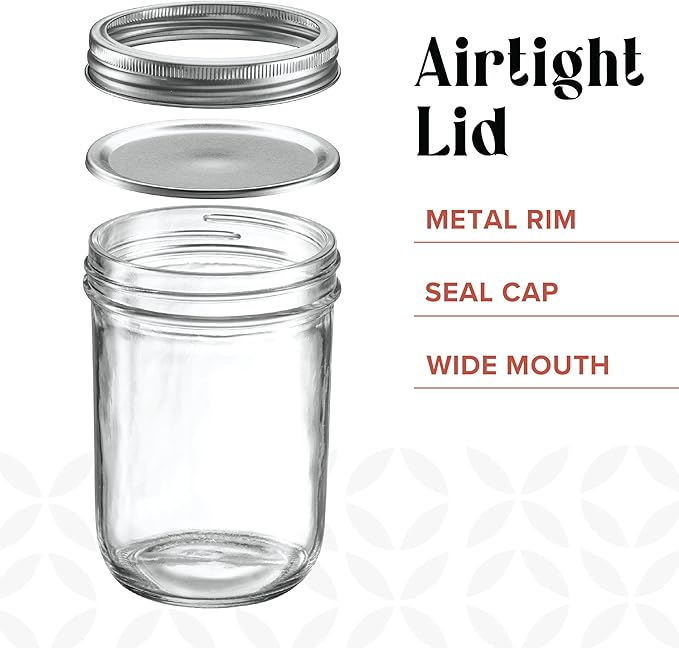 16 oz. Wide-Mouth Glass Mason Jars - Image 2
