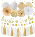 Champagne Gold White Bridal-Shower Party-Decorations by Burgleda