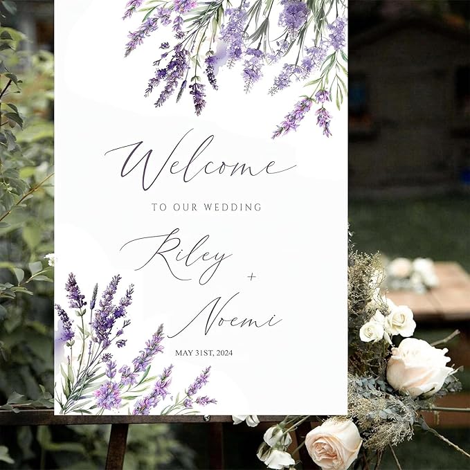 Lavender Floral Boho Wedding Welcome Sign, Welcome Sign Wedding, Custom Wedding - Image 3