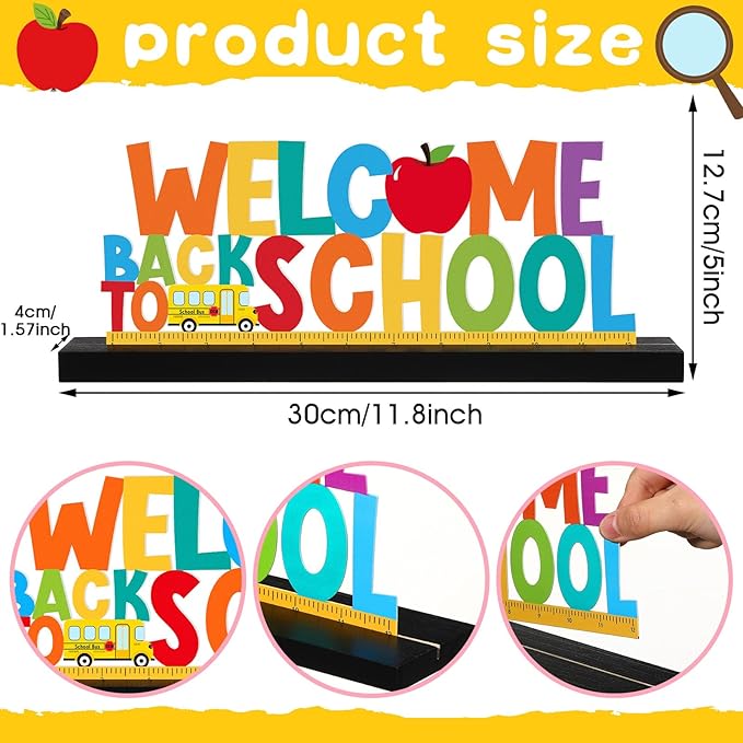 Welcome Back to School Metal Sign First Day of School Table Decor Metal Word - Image 2