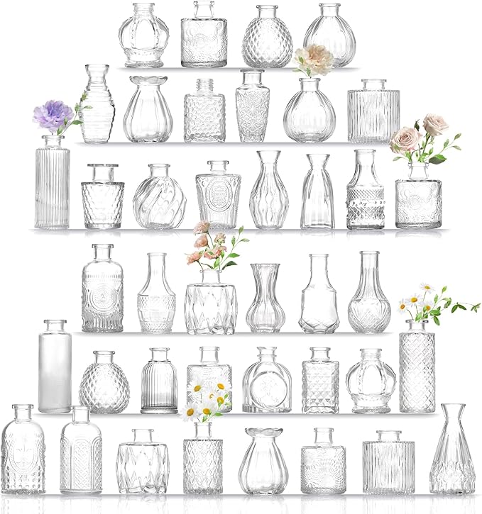 Bud Vases Set of 40 Pcs, Small Flower Vases by Paudao