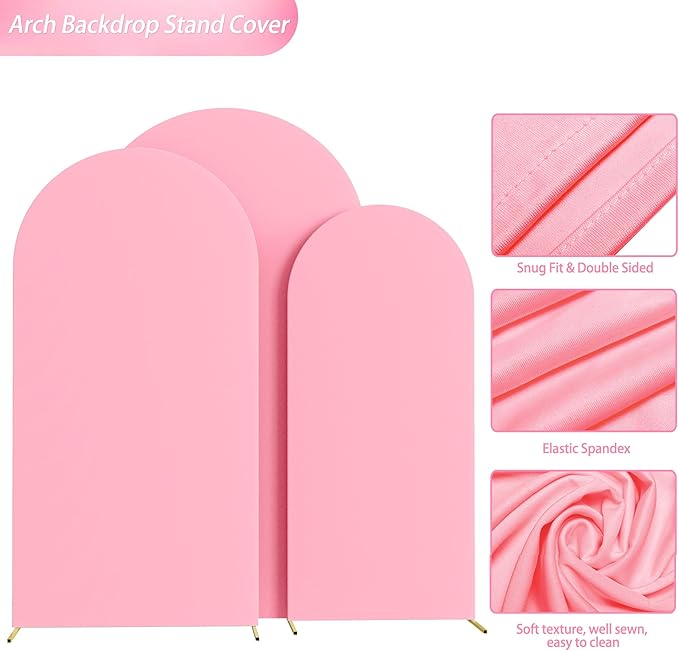 Wokceer Wedding Arch Cover Set of 3 Spandex Fitted Wedding Arch Stand Covers - Image 5