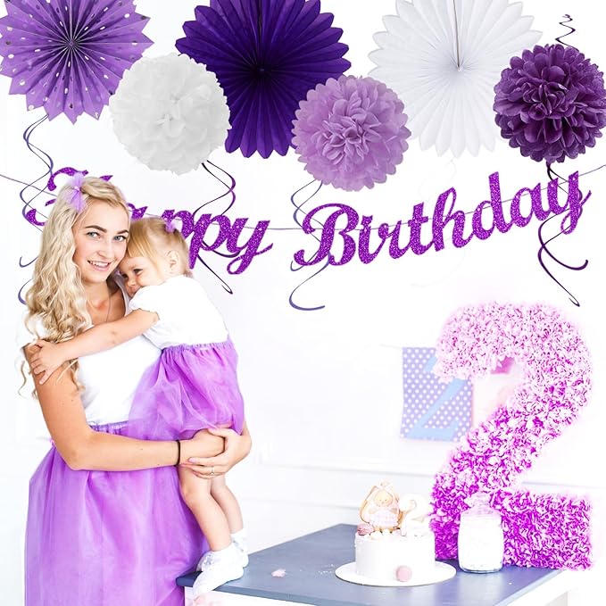 Purple Lilac-Lavender White Women Birthday Party-Decorations - Image 6