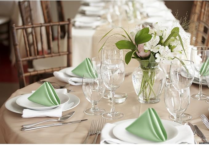 P Pothuiny 24 Pcs Silky Sage Green Satin Napkins 17 x 17 Inches, Square Smooth - Image 7