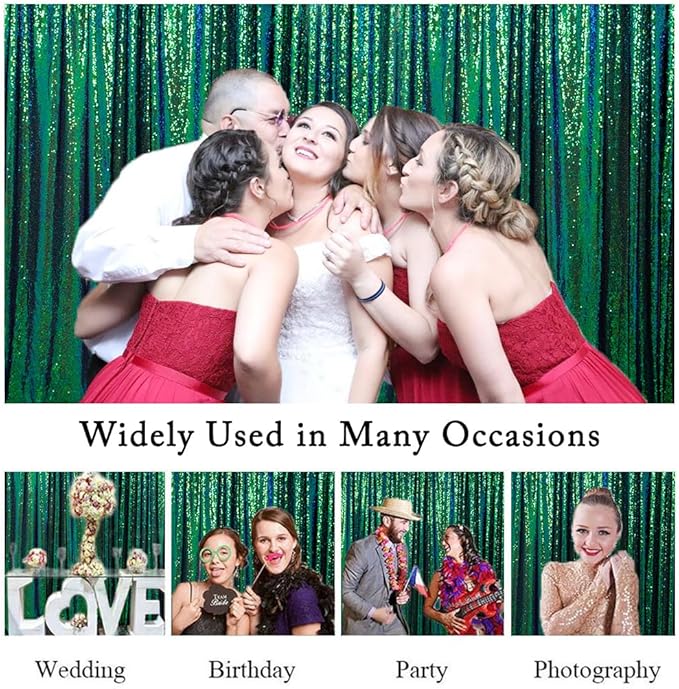 ShinyBeauty Iridescent Green Sequin Backdrop 5FTx10FT - Image 6
