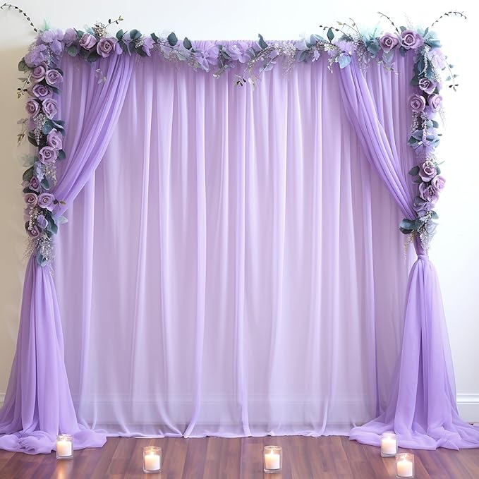 PARTISKY 20ft X 10ft Purple Tulle Backdrop Curtain by Partisky