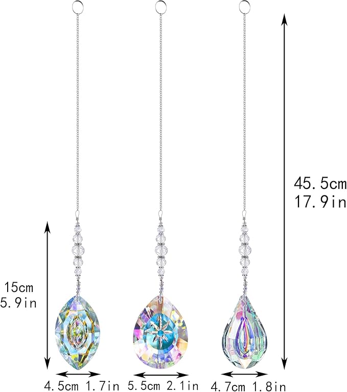 YU FENG 3PCS Crystal Suncatcher Pendant - Image 5