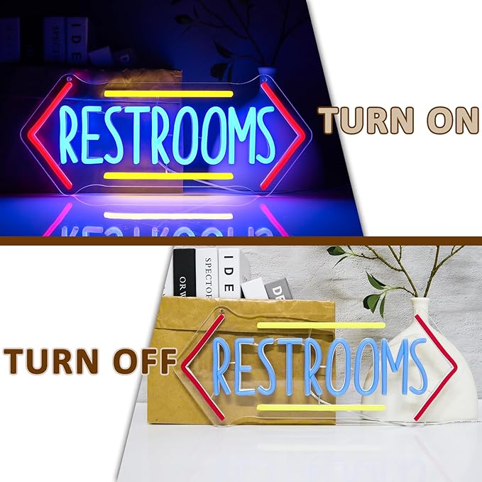 Restroom Neon Sign for Wall Decor, Toilet Led Signs for Bathroom, Unisex - Image 5