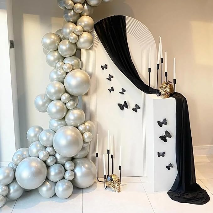 Wokceer Wedding Arch Draping Fabric 28.7" x 20FT Black Sheer Backdrop - Image 3