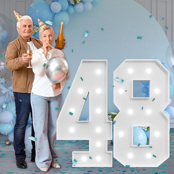 imprsv Marquee Numbers Large 48th-Birthday Decorations: 4ft Light Up Number - Image 7