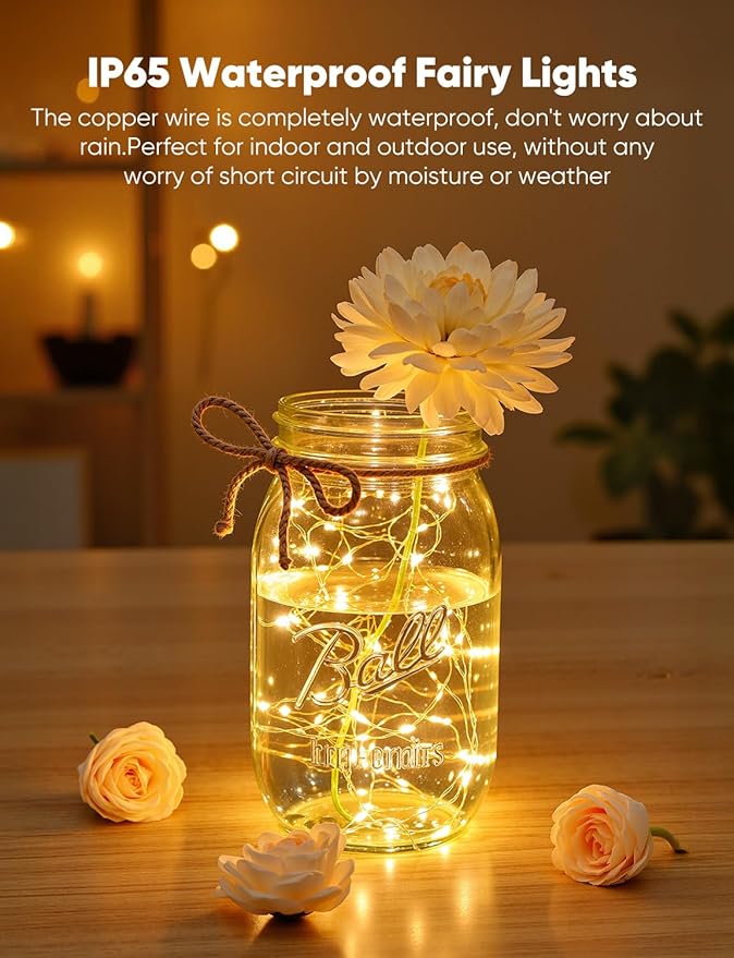 Brightown 14 Pack Warm White and White LED Fairy Lights Battery Operated String - Image 5