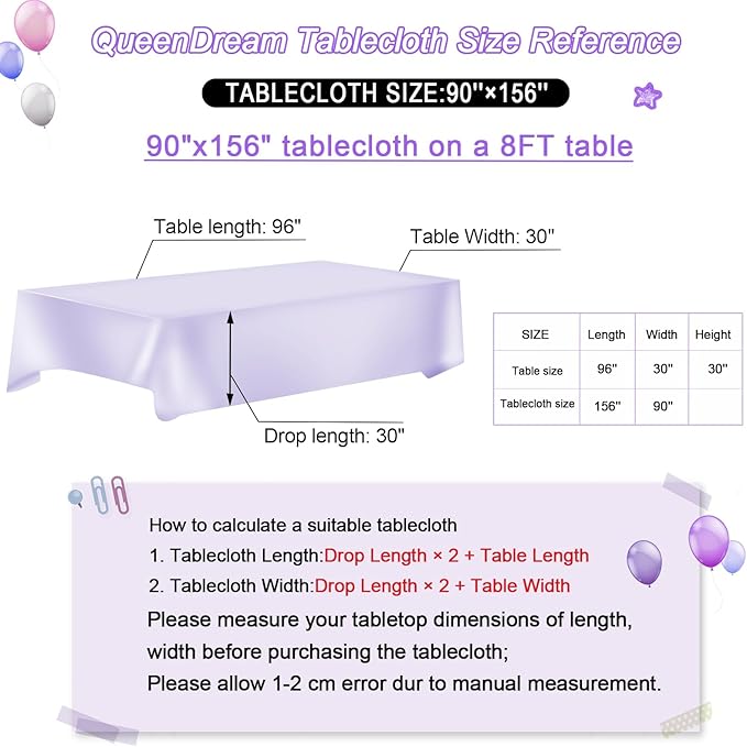 QueenDream Tablecloth 90x156 Rectangle Sequin Tablecloth Purple Wedding Table - Image 6