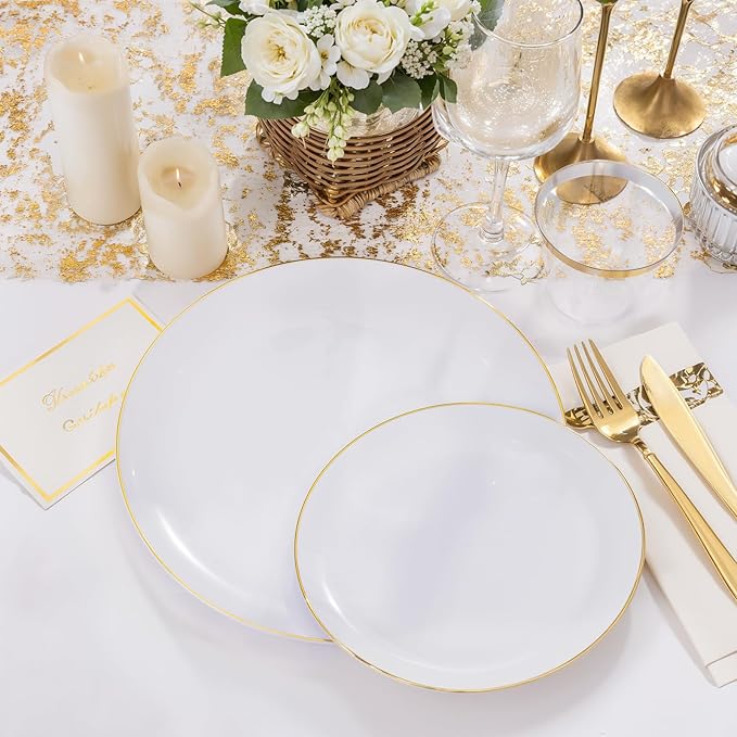 NOCCUR 350PCS Gold Disposable Dinnerware Set - Image 7