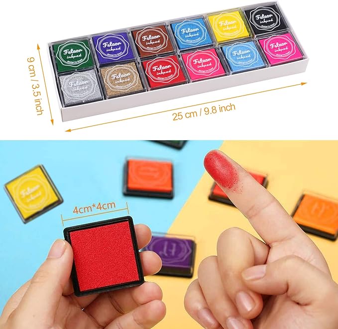 Finger Washable Ink Pads for Kids, 24 Pack Craft Ink Pad for Rubber Stamps - Image 2