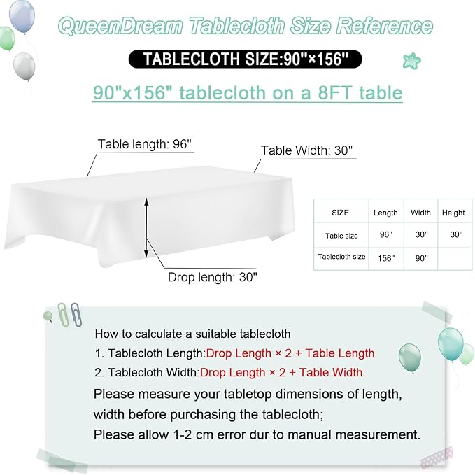 QueenDream White Sequin Tablecloth Rectangle 90 x 156 Inch Table Cloth - Image 6