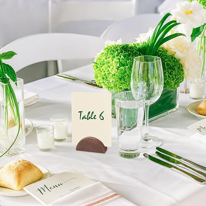 50 Pcs Wooden Table Number Stands, Semicircular Wedding Place Card Holders - Image 2