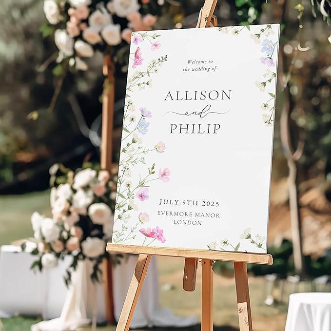Welcome Wedding Signs, Minimalist Floral Spring Wedding Sign Decorations - Image 3