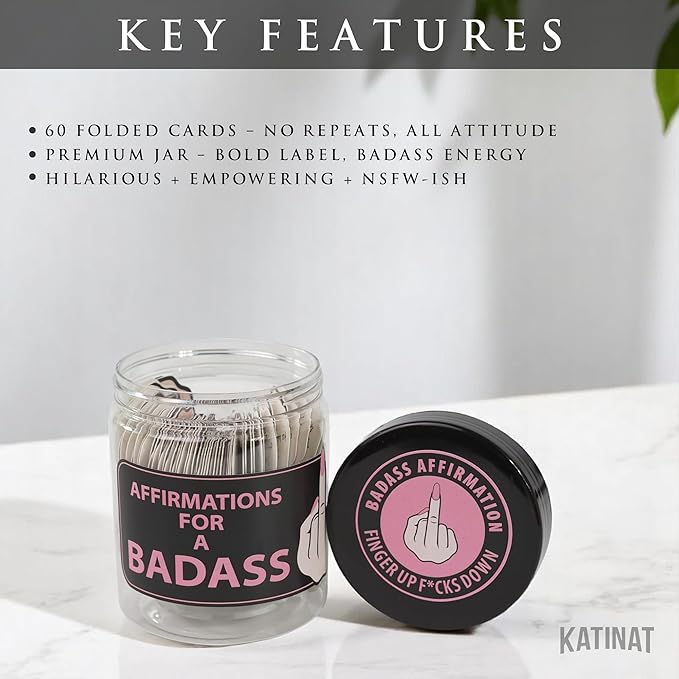 Badass Affirmation Jar – 60 Daily Affirmation Cards, Middle Finger Gifts - Image 4