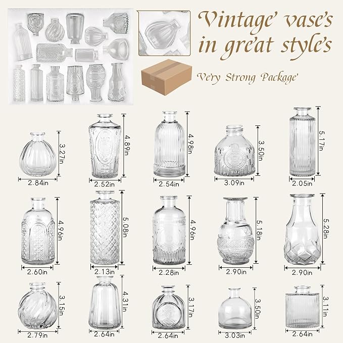 Glass Bud Vase 15 Pcs for Centerpieces Wedding, Home Decor, Bud Vases in Bulk - Image 7