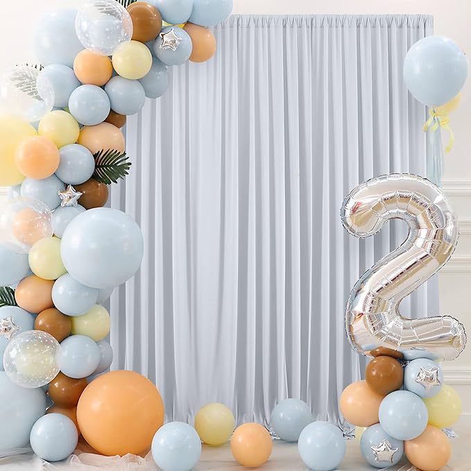 30 ft x 10 ft Wrinkle Free Silver Backdrop Curtain - Image 5