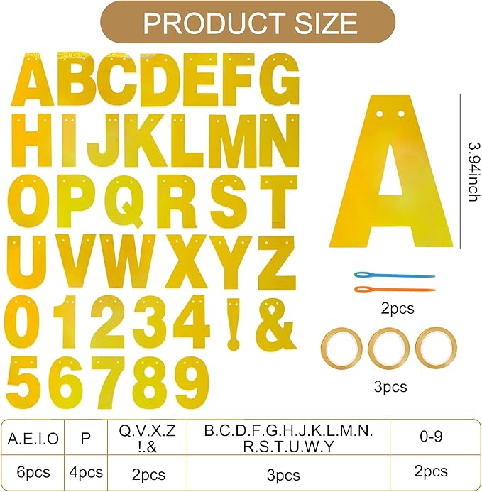 BEISHIDA Double-Sided Gold 116 PCS DIY Letter Banner Kit Make Your Own Banner - Image 3