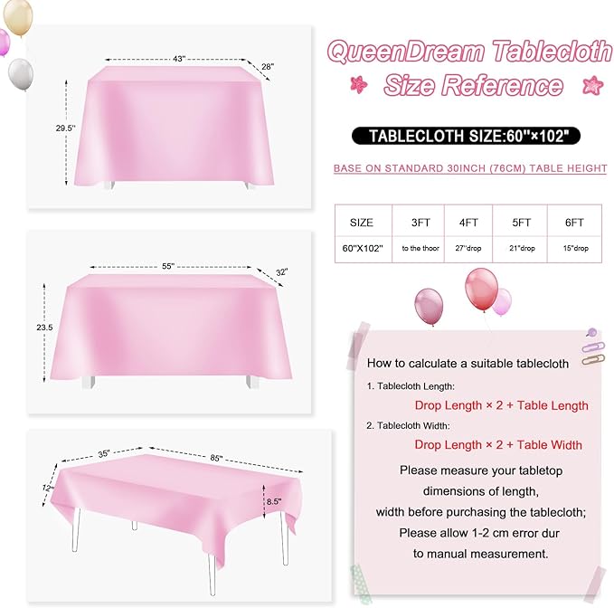 QueenDream Pink Tablecloth 60 x 102 Inch Sequin Tablecloth - Image 2