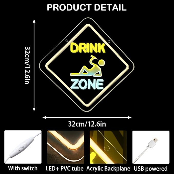 Looklight Drink Zone Neon Sign Dimmale Neon Signs - Image 5