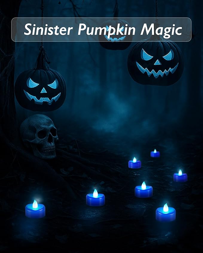 Raycare Blue LED Tea Lights Battery Operated, 200+Hour Flickering Votive Candles - Image 7