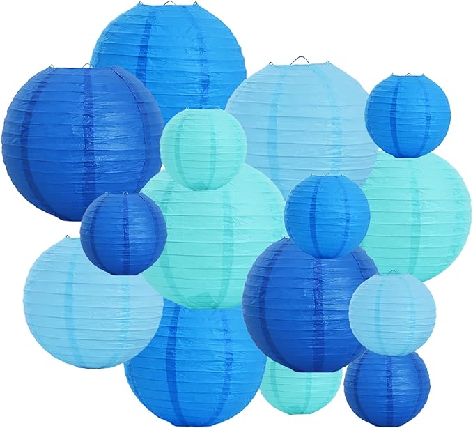 BEISHIDA 16 Pcs Sea Mix Paper Lanterns, Hanging Decorative Chinese Japanese by Beishida