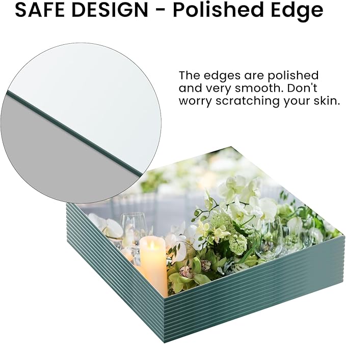 Square Glass Mirror Centerpieces, Glass Trays - Image 2